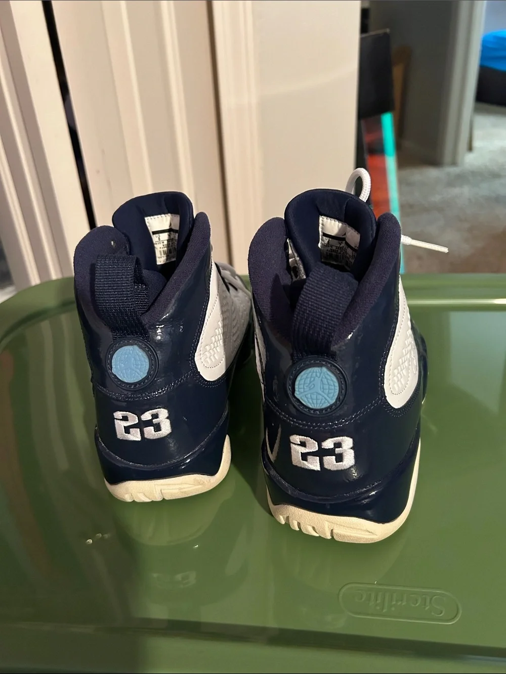 Authentic Jordan White and Navy Patent Leather Retro High Tops